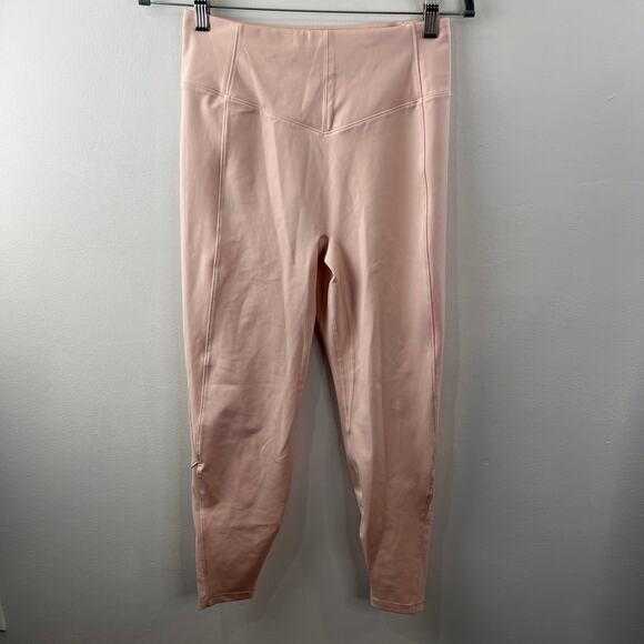 Le ORE Pink M Andria Paneled Leggings Waistband High-Rise Mesh Panels Pull On - Picture 3 of 8